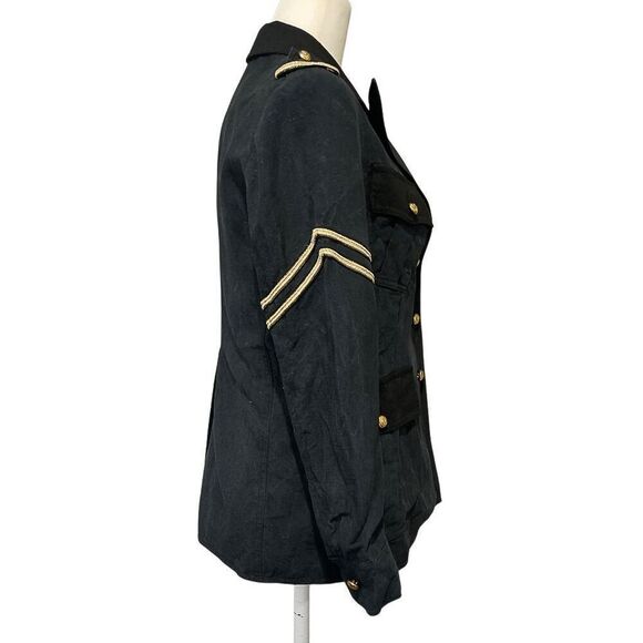 Smythe Military Style Jacket Black Fade Gold Embellished Button Up Blazer Size 2 - Picture 7 of 11